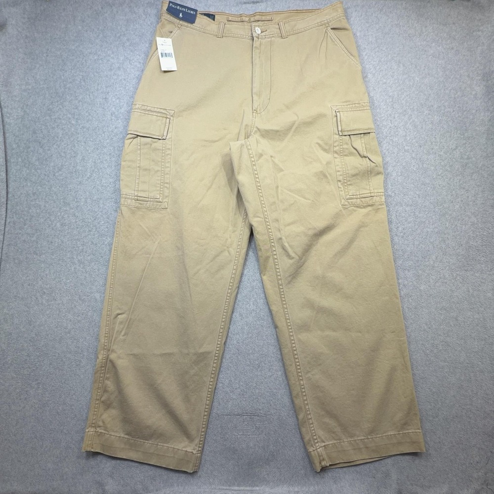 Polo Ralph Lauren Cargo Pants Mens 38x30 Beige Polo 67 Chino Wide Leg Relaxed